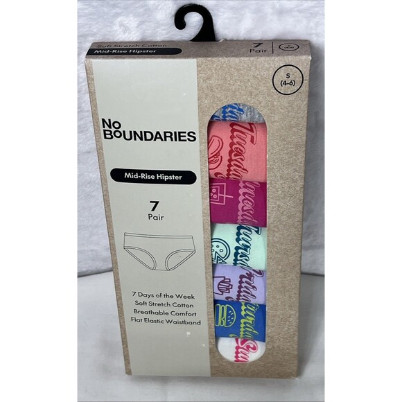 No Boundaries Mid-Rise Hipster 7 Pair Days of the Week Multi Size Small 4-6 NEW - Picture 1 of 5